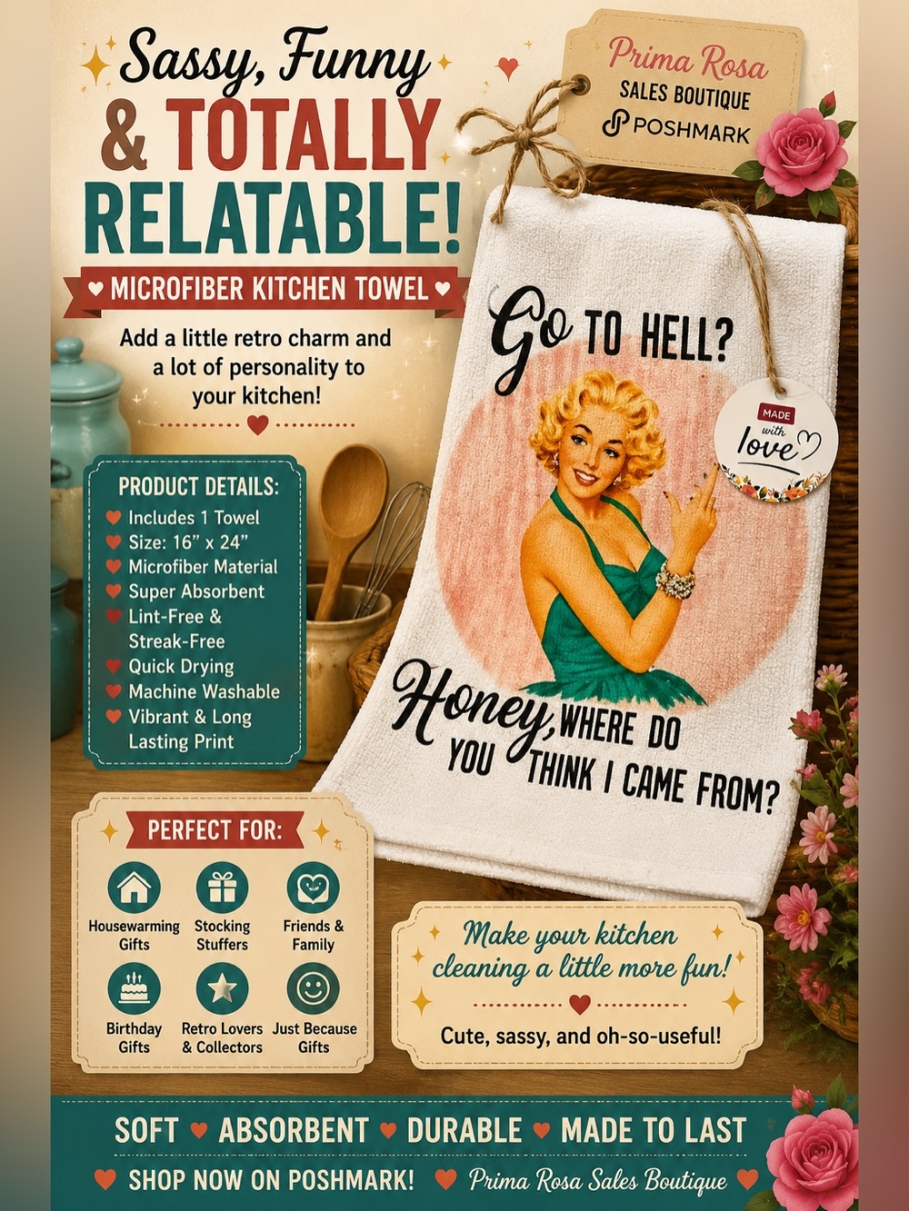 Humor customized microfiber kitchen towel